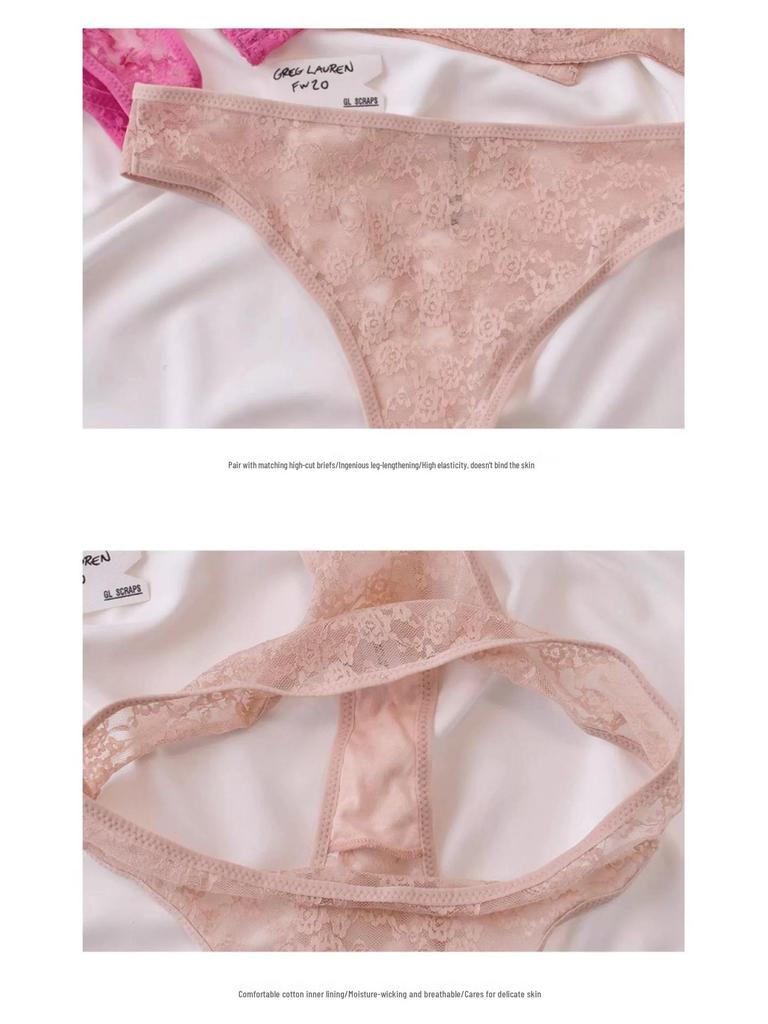 Summer Sheer Lace Lingerie Set: French-Inspired, Plus-Size Bra Minimizer
