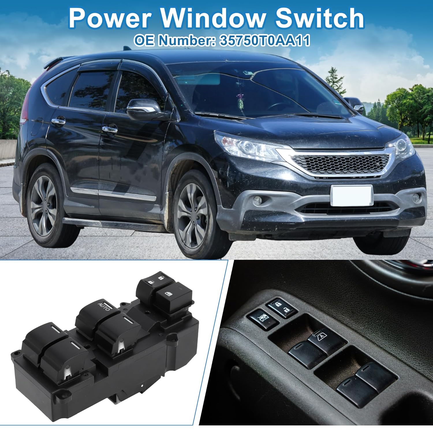 

Power Window Switch No.35750T0AA11 Window Control Switch for Honda CR-V 2014-2016 Black