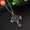 Hi Vampire Diaries Gothic Fantasy Red Cross Necklace