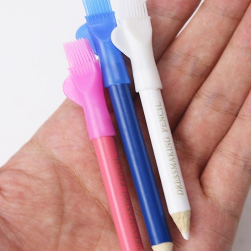 3 Pcs Fabric Marking Pencil with Brush Tailor Mark Pencil Sewing Chalk Pen Sewing Fabric Pencils