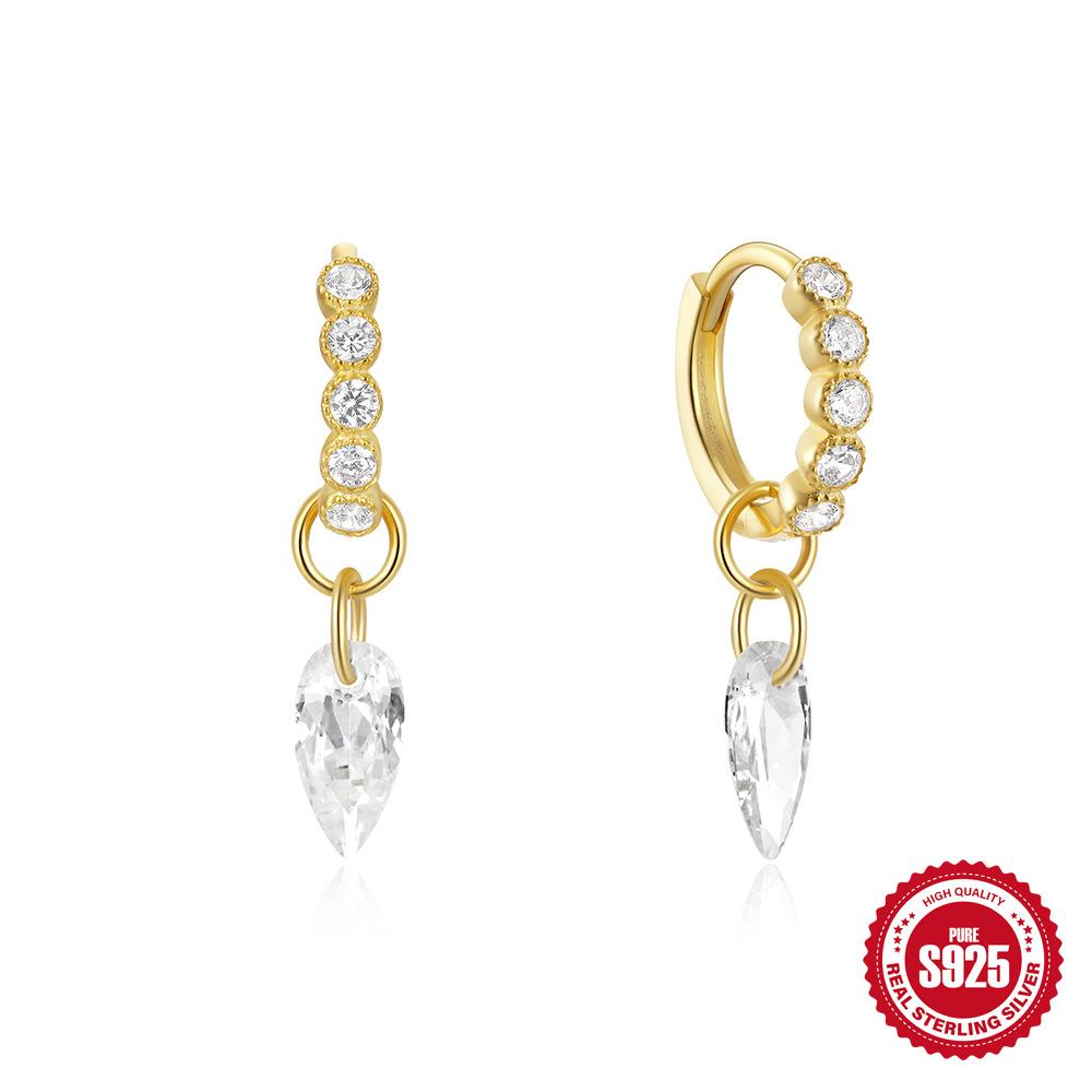 S925 Sterling Silver Vintage Luxury Octagram Love Water Drop Design Earrings 18K Gold Earrings Earrings