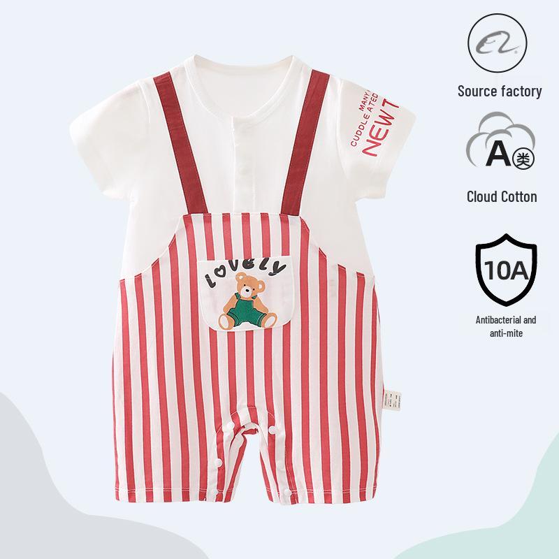 Antibacterial Summer Short-Sleeve Newborn Cotton Bodysuit