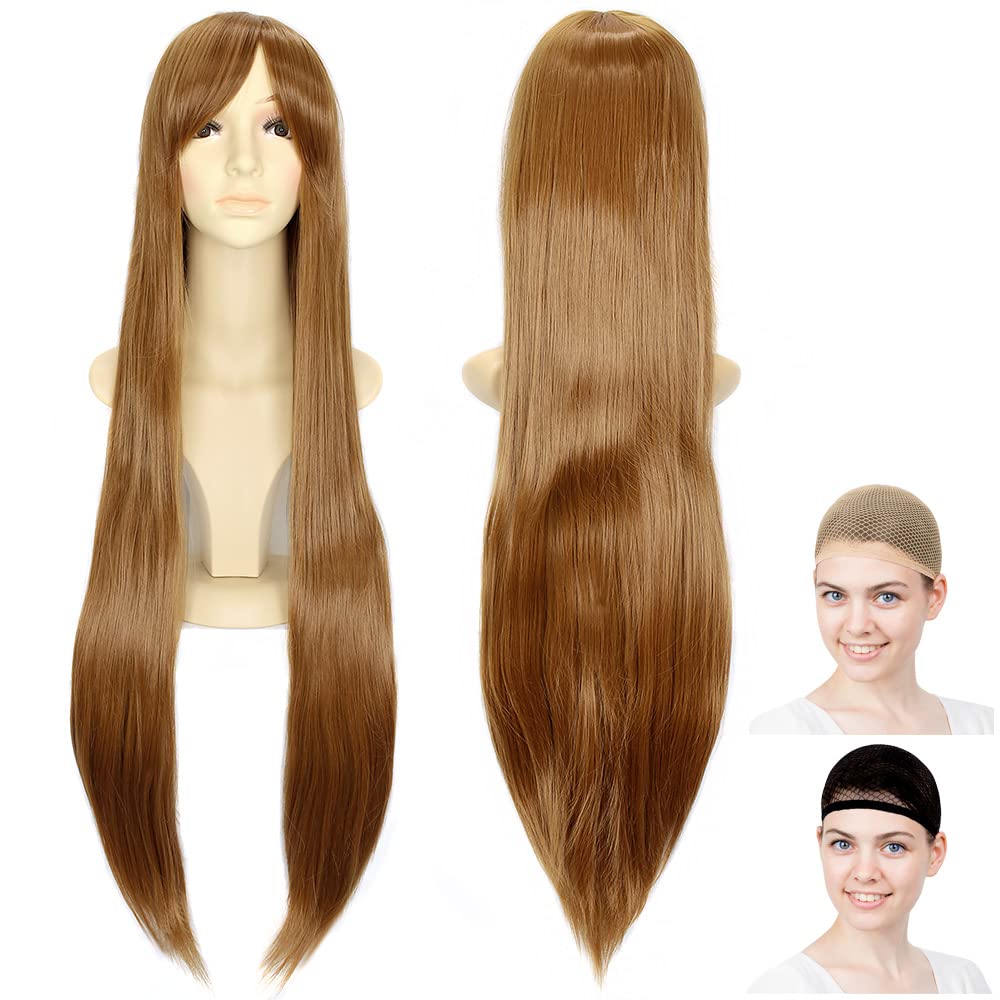 CaseEden Cosplay Wig, Full Wig, Heat Resistant, Silky Smooth, Long, 100cm, Brown, WIG5177