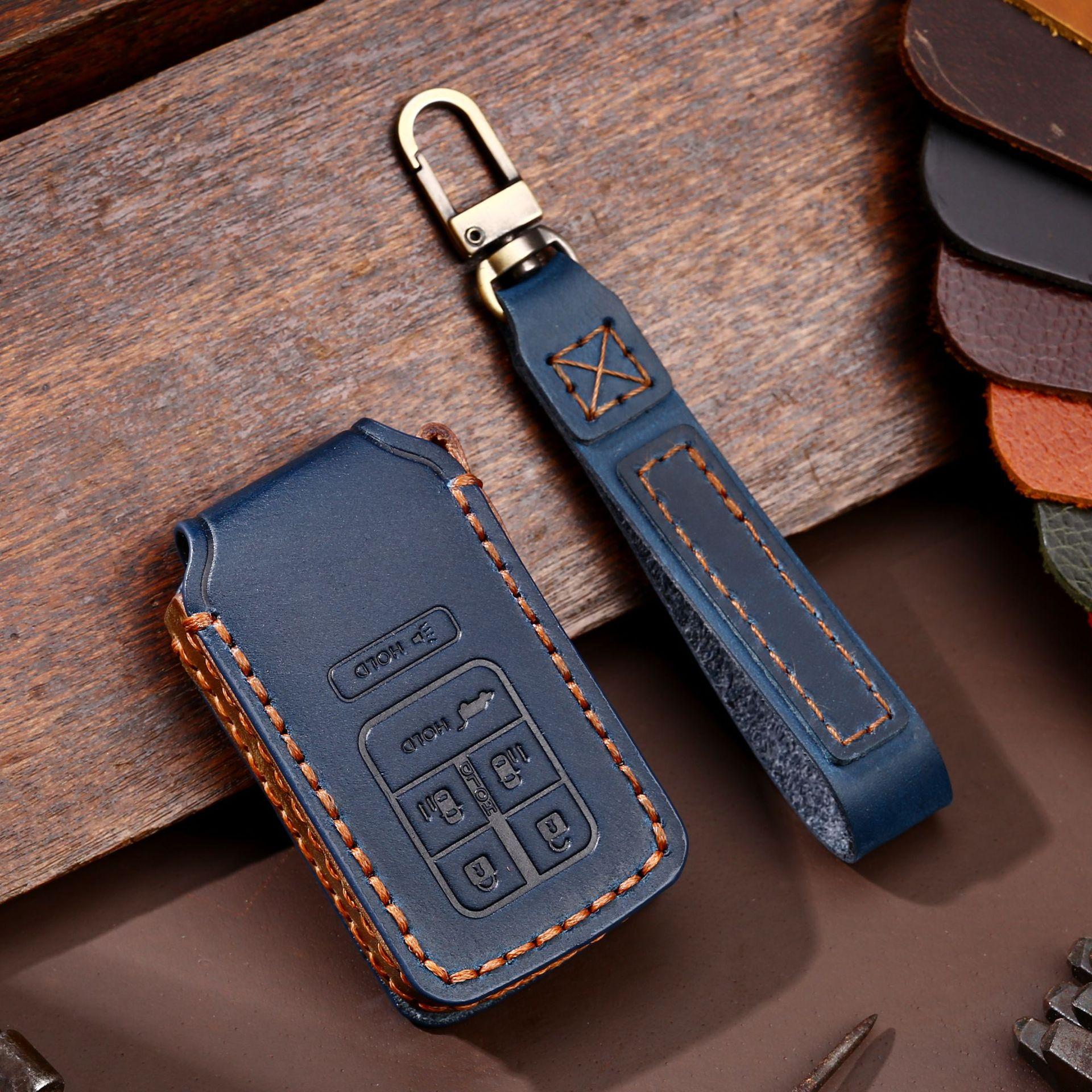 

5/6/7 Bottons Leatehr Car Key Case Cover For Honda Civic Crv Hrv Accord Pilot Freed Vezel Odyssey Elite Ex Accessories
