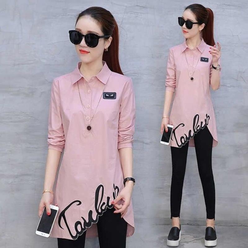 Irregular Shirt Tops Spring Autumn Blouses Women's Tops Fashion Long-sleeved Slim All-match Korean Fan Shirt Tops