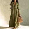 Europe, America spring and summer new solid color casual women's clothing loose and comfortable fashion button cardigan dress