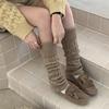 1 Pair Fashionable Women Cable Knitted Leg Warmers Calf Socks Solid Color Stretchy Boot Covers for Office and Casual Use