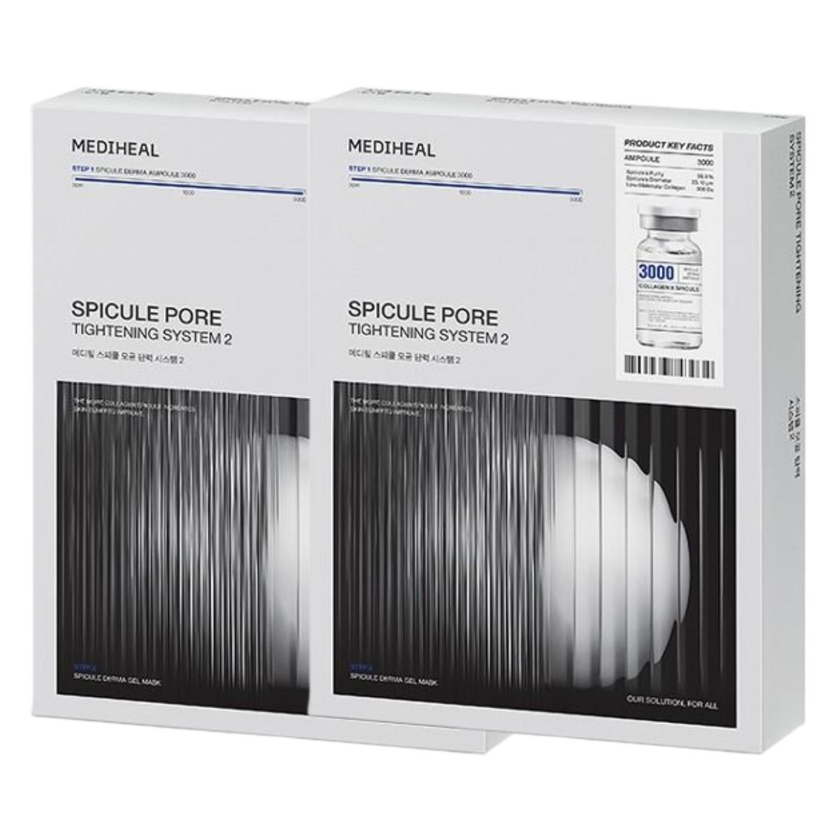 Mediheal Spicule Pore Tightening System 2 Ampoule and Collagen Gel Mask 10 Sheets 2 Boxes Set