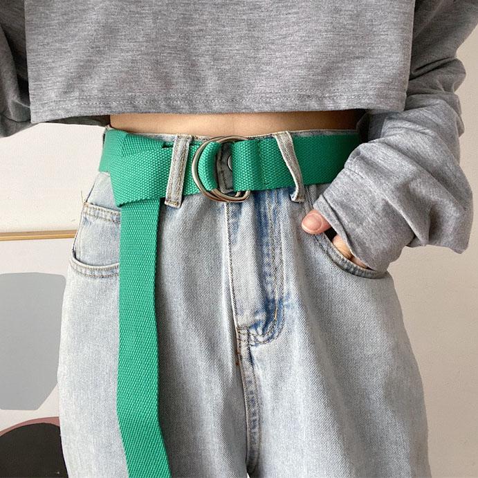 Korean Style Double Ring Buckle Casual Adjustable Waistband INS Canvas Belt  for Jeans