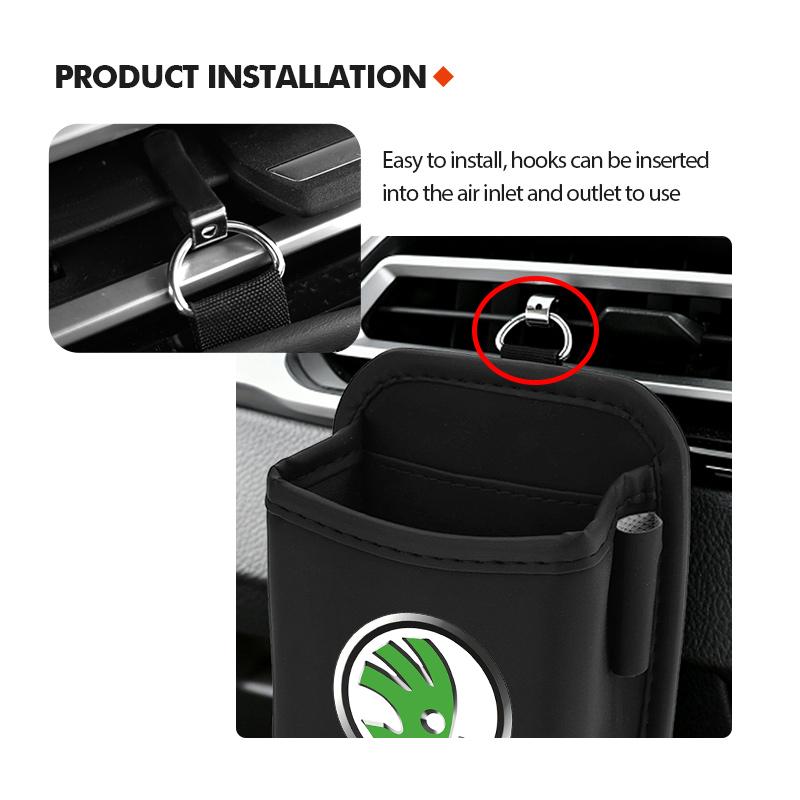 UMVB1 For Skoda Car Storage Bag Air Vent Dashboard Tidy Hanging Organizer Box Auto Accessories Kodiaq Fabia Kamiq Karoq Octavia 2 3