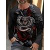 Spring and Autumn Round Neck 3D Snake Pattern Printed Top Fashionable Casual Long Sleeved Men's T-shirts