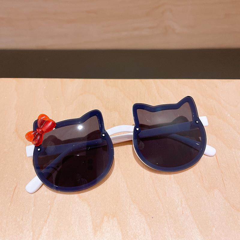 New Korean Style Cat Shape Children's Cute Cartoon Sunglasses Kids Anti UV Eyewear Round Colourful Sunglass