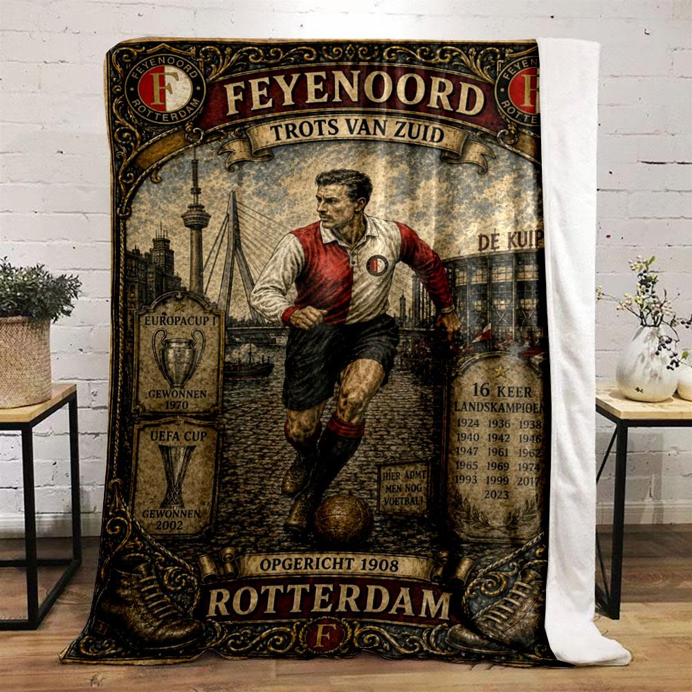 Classic Feyenoord Rotterdam Vintage Multicolor Fleece Blanket, Classic Fleece Blanket for Warmth and Style, Everyday Throw Blanket for Any Season