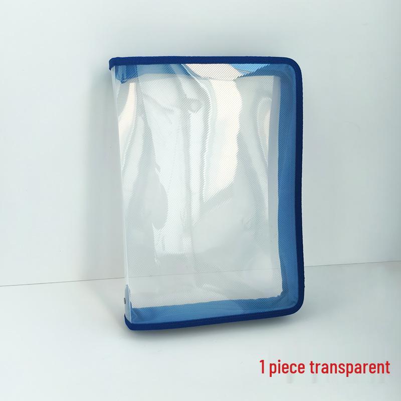 A4 Transparent Twill Zipper Document Bag for Office & Student Use синий