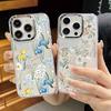 Plating Lens Frame Flowers Love Heart Phone Case For iPhone 16 15 14 13 12 Pro Max Plus 11 Clear TPU Shockproof Cover