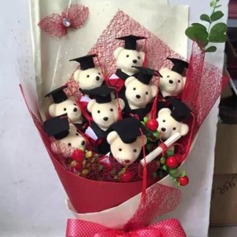 12Cm Standing Graduation Ceremony Bear Doll Flower Bouquet Decoration