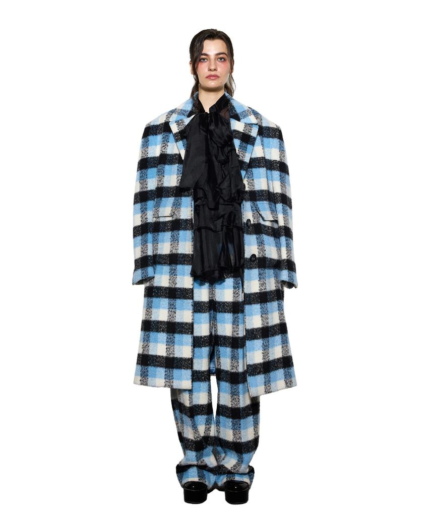 GREEDILOUS Plaid Structured Long Coat