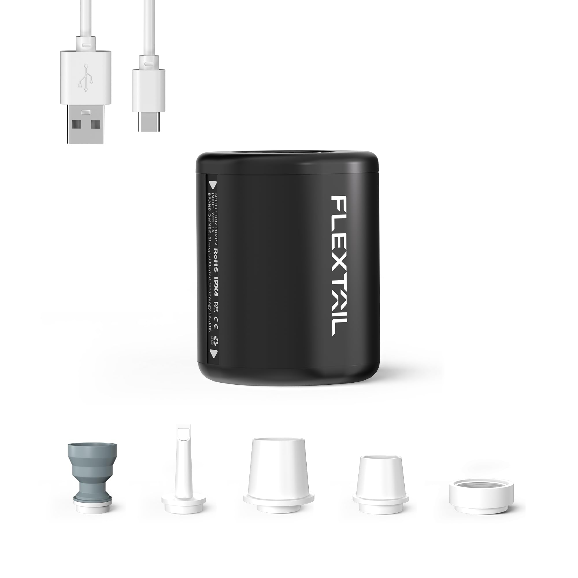 

FLEXTAILGEAR TINY PUMP 2 Portable Electric Air Pump, Lightest, 4Kpa, Type-C Rechargeable, 800mAh, Inflates and Deflates Pool Floats, Compression Bags,
