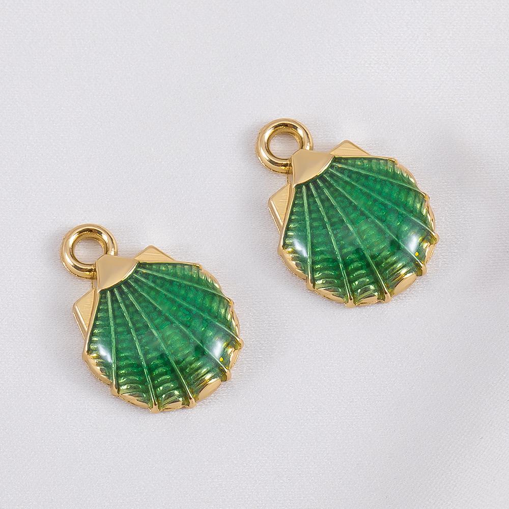 10pcs Cute Green Purple Pink Enamel Ocean Crab Conch Fishtail Heart Charms Alloy Pendants DIY Necklace Bracelet Jewelry Findings