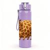 1PC Cartoon Giraffe 750ml Color Plastic Sports Water Bottle Leakproof Flip Straw Lid Suitable for Sports Office Home Use