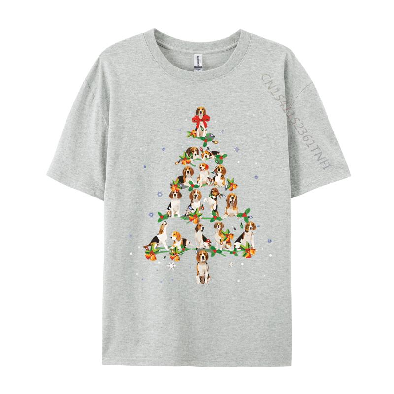 Mens Tshirt Beagle Christmas Tree Santa Funny Dog TShirt Harajuku Oversized Clothes 100 Cotton Pritned Tshirt