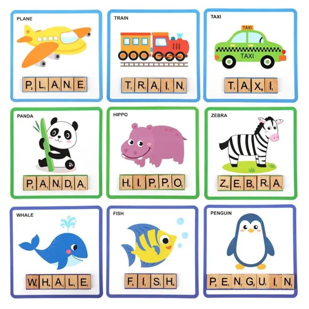 Educational Toys 100 PCS See and Spell Learning Toys Matching Letter Spelling Game Sight Words Games Educational