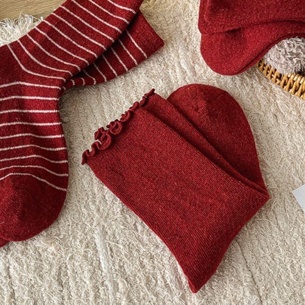 Sweet New Year Christmas Socks Wool Female Hosiery Gift Red Socks  Christmas