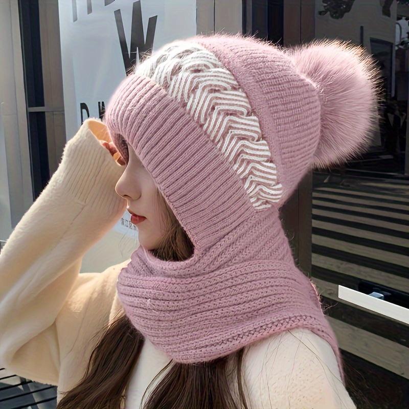 

Женский зимний теплый комплект шапка и шарф 2025 - Мягкая, ветронепродуваемая шапка-бини, закрывающая уши, с регулируемой застежкой, легкая и удобная розовый