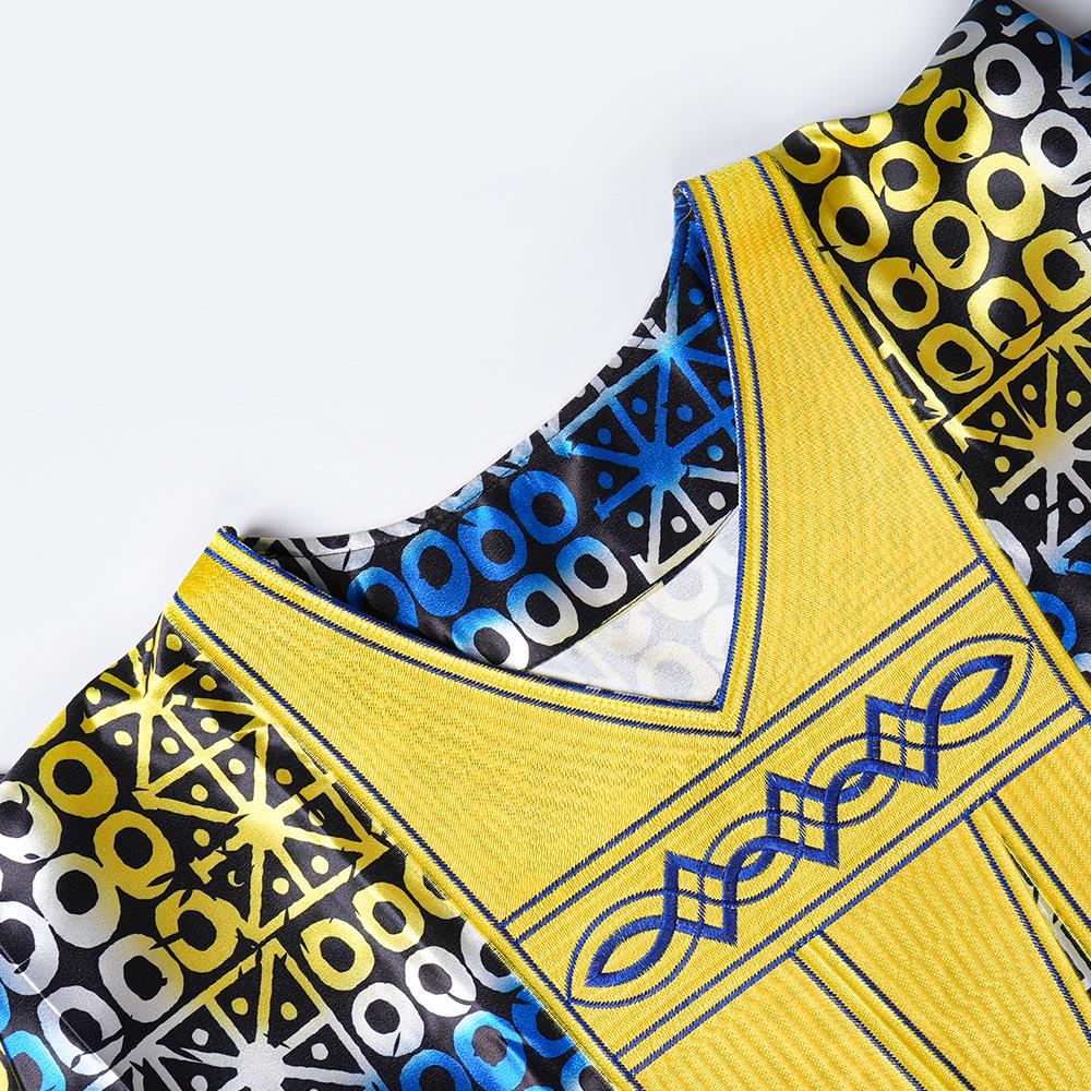 African Plus Size Embroidered Print Long Dress for Women