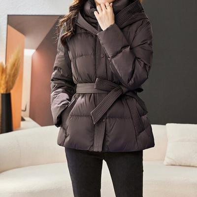 Morris Coming Home High Neck Hooded Belted Half Padded Jacket M2411pd004d