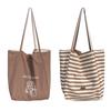 Lässige Damen-Canvas-Schultertaschen mit großer Kapazität, gestreiftes Design, Damen-Einkaufstasche, Sommer, Strand, Mädchen-Handtaschen, Strandtasche