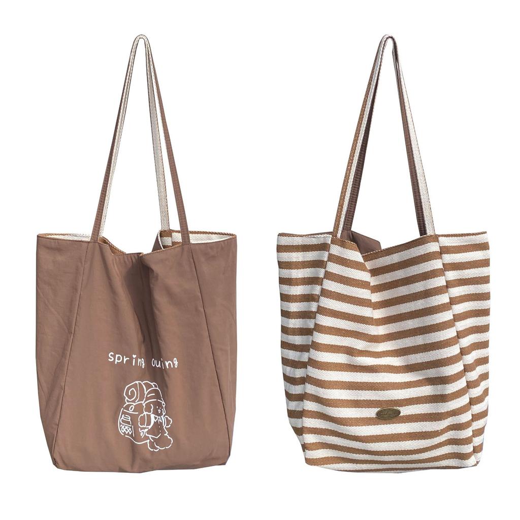 Lässige Damen-Canvas-Schultertaschen mit großer Kapazität, gestreiftes Design, Damen-Einkaufstasche, Sommer, Strand, Mädchen-Handtaschen, Strandtasche