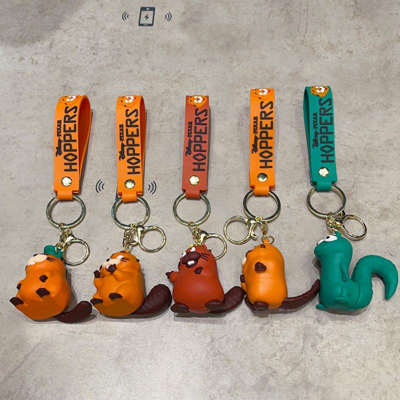 3D Cute Orange Beaver Keychain Cartoon Animal Doll Pendant Key Chains Bag Charm Car Keyring Accessories Gift