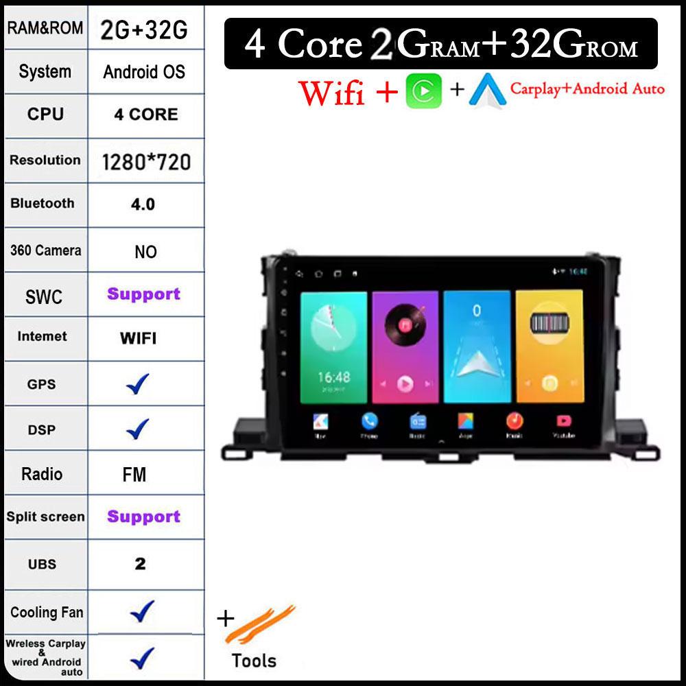 

Android 14 для Toyota Highlander Kluger 3 XU50 2013-2019 Автомобильный аудиоплеер Autoradion Радио Видео Мультимедиа Стерео Carplay Head