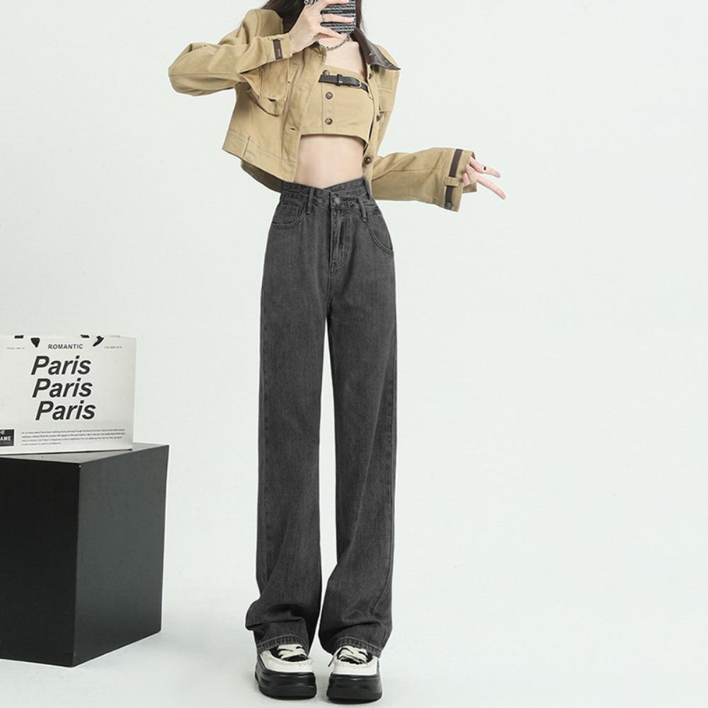 Trendy high-waisted wide-leg jeans women's loose spring and summer new design sense niche drape and thin floor pants