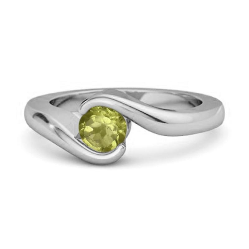 

Peridot Modern Bypass Band Ring -925 Sterling Silver 10 біле золото кольору