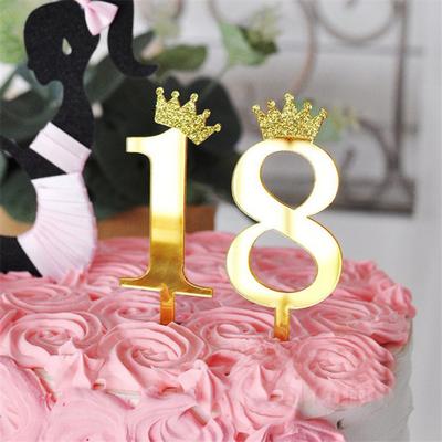 10 Pcs Gold Shiny Number Cake Toppers 0-9 Numbers Golden Picks with Crown DIY Cupcake Decoration for Birthday Party Wedding Anniversary