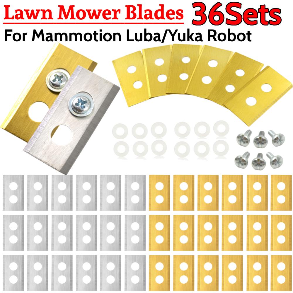 36Pcs Metal Replacement Blades with Washers Screw Lawn Cutting Blade Stainless Steel Mower Blade Set for Mammotion Luba Robot