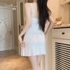 Women's Silky Print Deep V Push Up Padded Sleep Dress Lounge Set