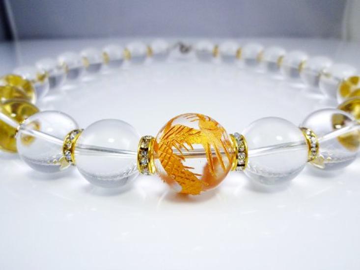 Brand Natural Stone 4A Gold Carved Emperor Dragon Crystal 20mm Prayer Bead Power Stone That Brings Good [No Item] Extra-thick Necklace. Luck.