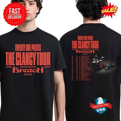 Twenty One Pilots The Clancy Tour Breach 2025 Dates de Tournée T-shirt Deux Faces
