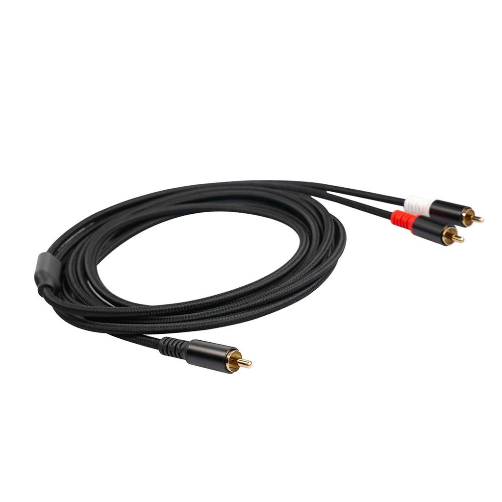 RCA Y Cable 1 RCA Male To 2 RCA Male Stereo Audio Cable Dual Shielded Gold Plated 6.5Ft Amplifier TV Mixer CD DVD