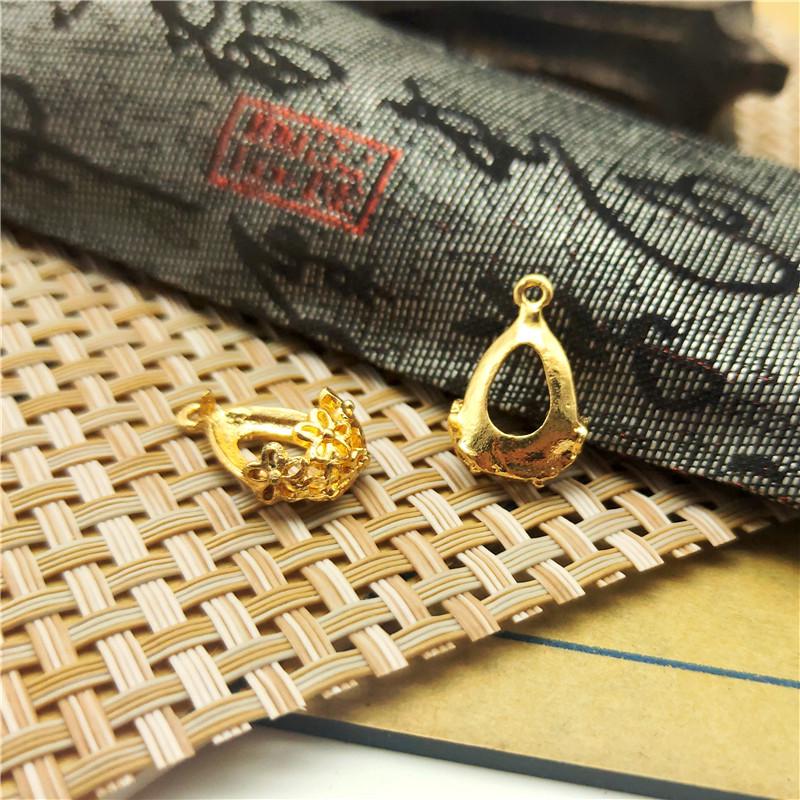 Water Drop Gemstone Setting Zinc Alloy Pendant Hairpin Ornament 10x14 Water Drop Setting Empty Holder золотой