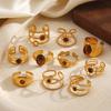 Stainless Steel Tiger's Eye Stone Rings for Men Women Vintage Luxury Opened Sun Rings Maillard Style Jewelry Charms No Fading