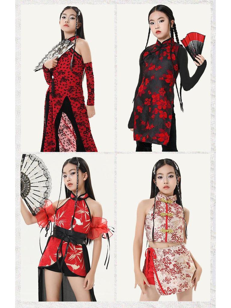 Chinese Style Jazz Dance Costumes for Girls – Trendy Performance Set for Model Runway Shows