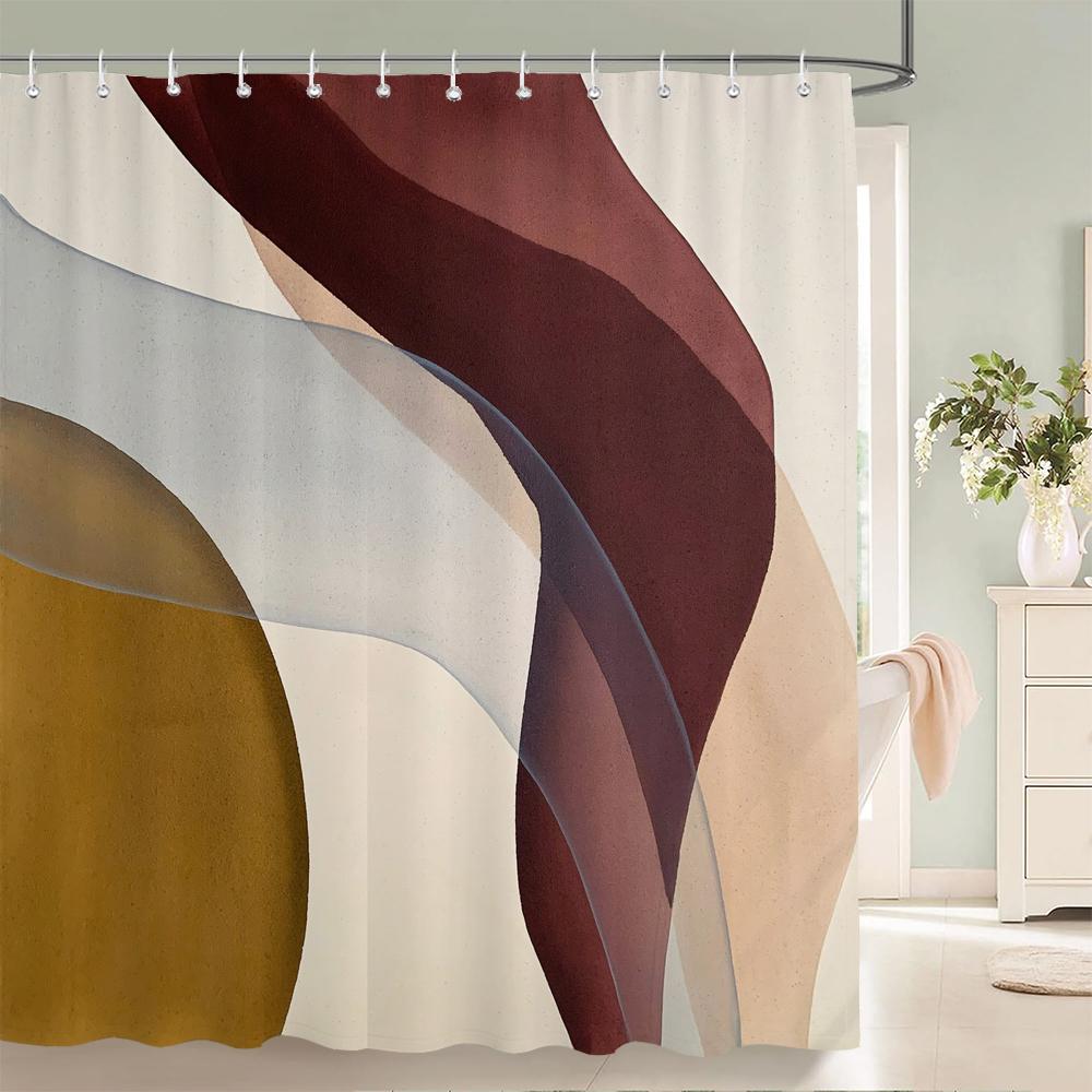 

1Pc Bohemian Art Print Shower Curtain Waterproof Cloth,Abstract Geometric Pattern Partition Curtain Decorate Bathroom Curtain W60H190(CM)-1 Pcs