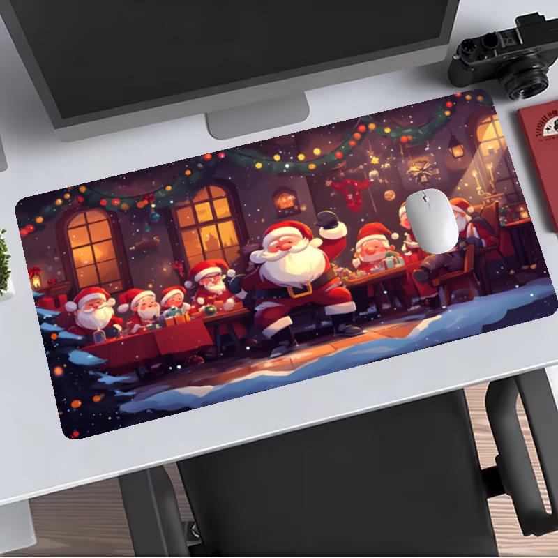 Christmas Extended Gaming Mouse Pad with Stitched Edges NonSlip Rubber Base Waterproof Desk Mat for Computer Laptop Office Gaming