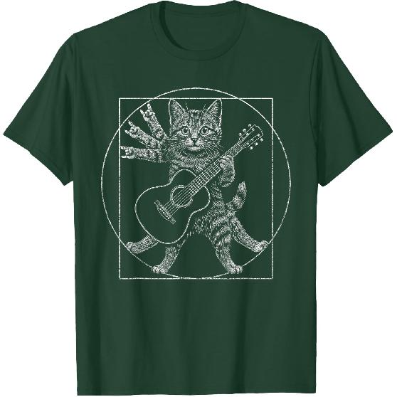 Rock Cat Guitar Music Funny Feline Rocker Design T-Shirt