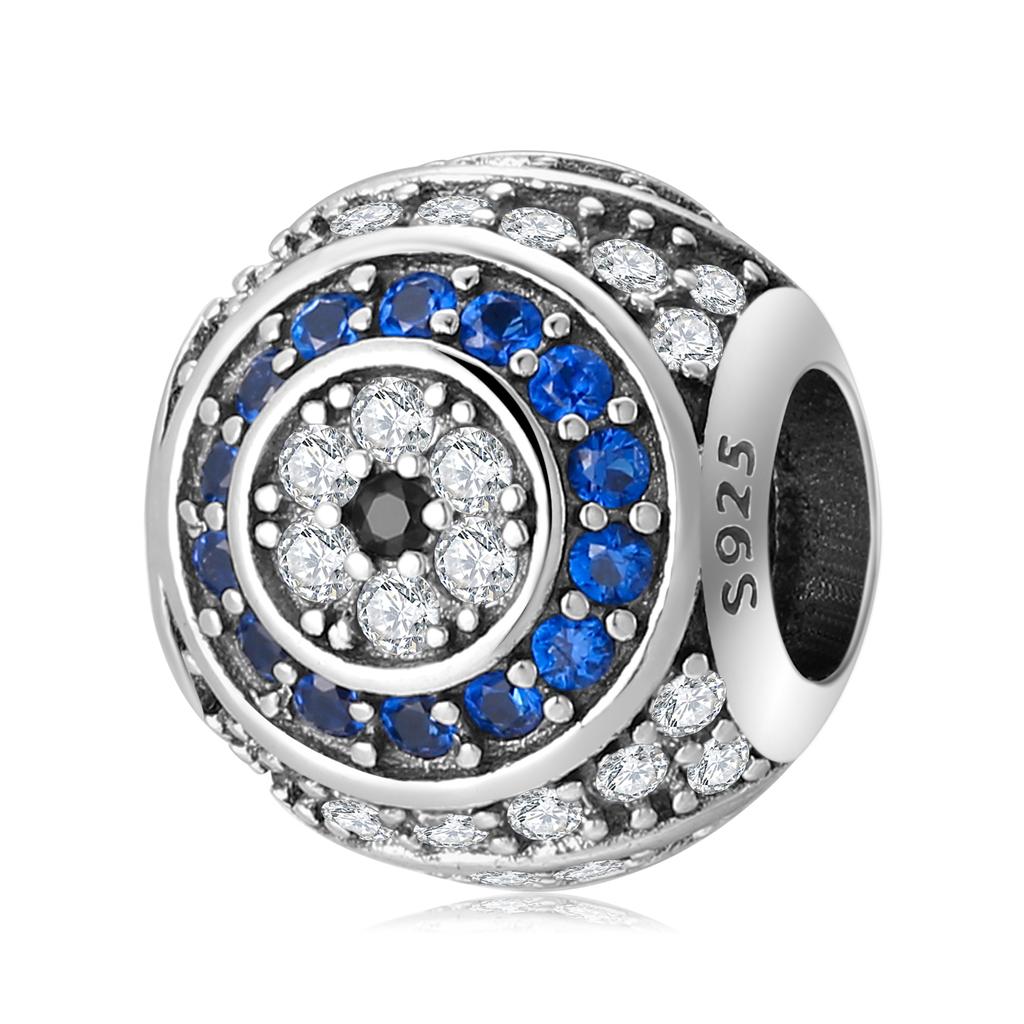 Fashion 925 Sterling Silver Colorful Evil Blue Eye Enamel Zircon Beads Fit Original Women Charm Bracelet Necklace Jewelry Making
