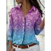 Damenhemd Ombre Grafik Paisley Vintage Täglich Stilvoll Langarm Hemdkragen Normale Oberteile Täglich Urlaub Knöpfe Druck Herbst